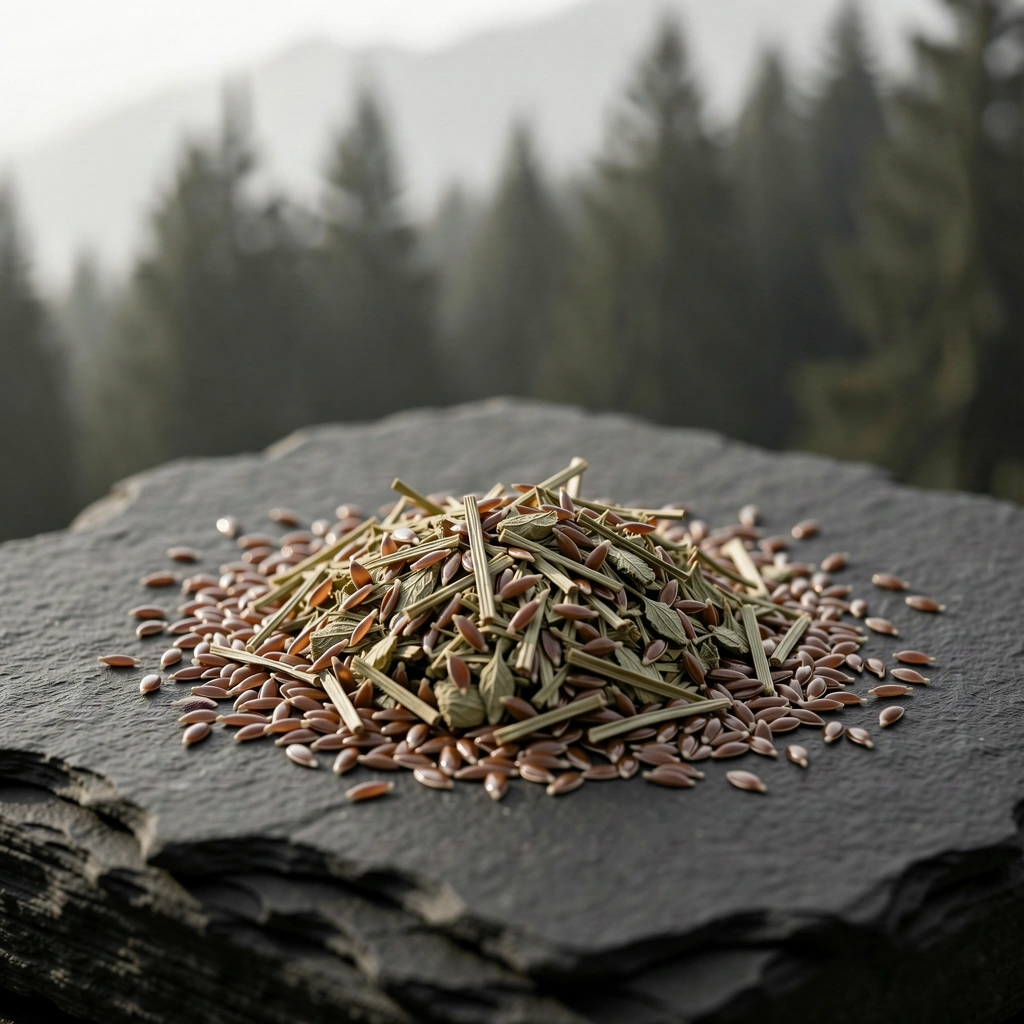 Alpine Kräuter und Samen auf Stein